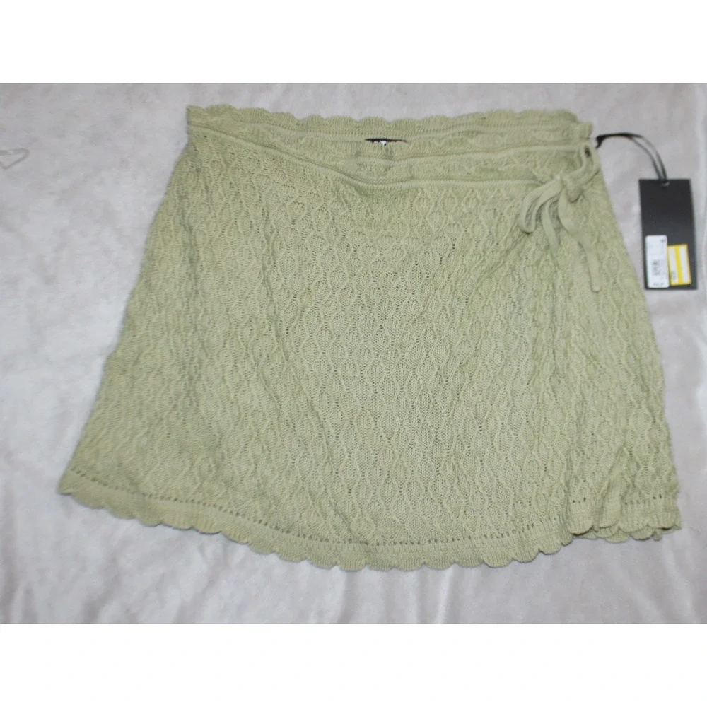 Women's High-Rise Sweater Wrap Mini Skirt - Future Collective Sage Green L